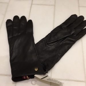 NWT Etienne Aigner brown leather cashmere gloves